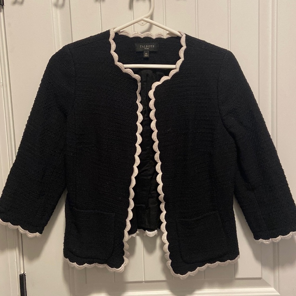 Talbots Black Tweet Blazer in Sz 6 Petite